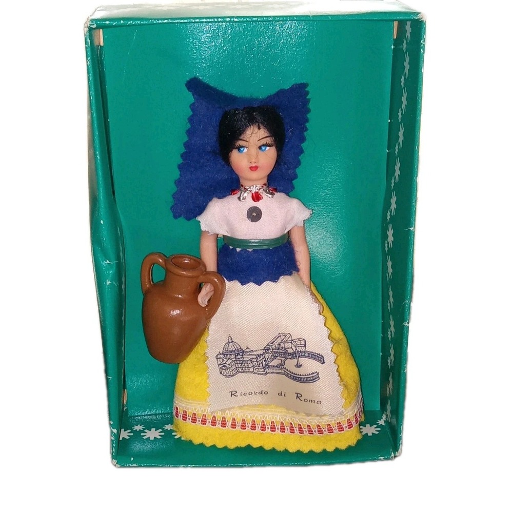 NEW IN BOX Vintage Magis Roma‎ felt Doll 6 1/2" made in Italy all tags